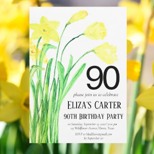 Convite Rustic Boho Daffodil 90 Floral Elegante Aniversári