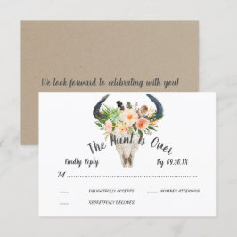 Convite Rustic Boho Floral Antelope Hunt está sobre RSVP