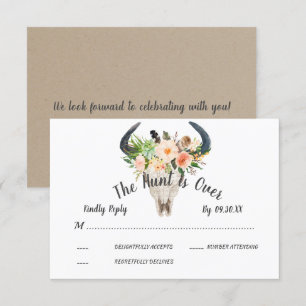 Convite Rustic Boho Floral Antelope Hunt está sobre RSVP