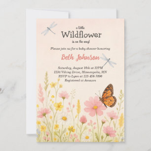 Convite Rustic Boho Floral Little Wildflower Chá de fralda