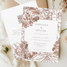 Rustic Boho Floral Mocha Brown Casamento Código QR