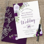 Convite Rustic Boho Floral Plum & Dusty Purple Casamento<br><div class="desc">Este belo convite para o casamento apresenta um design bócio rústico com rosas de aquarela pintados à mão em tons de ameixa, roxo empoeirado e lavanda. O buquê elegante inclui primatas de lavanda, eucalipto, hálito do bebê e outras folhas folhagem e verde, tudo em um fundo branco clássico. Uma maneira...</div>