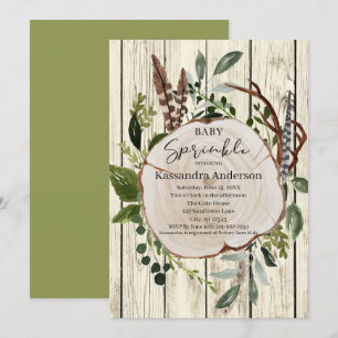 Convite Rustic Boho Greenery Baby Sprinkle