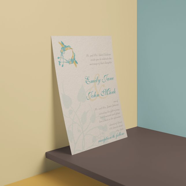 Convite Rustic Boho Hummingbird Kiss Love BirdWedding (Criador carregado)