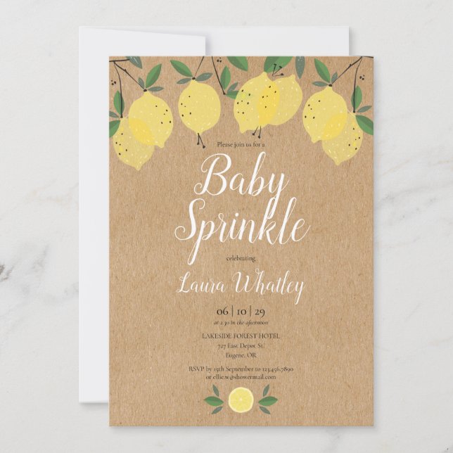 Convite Rustic Boho Lemons Baby Sprinkle (Frente)