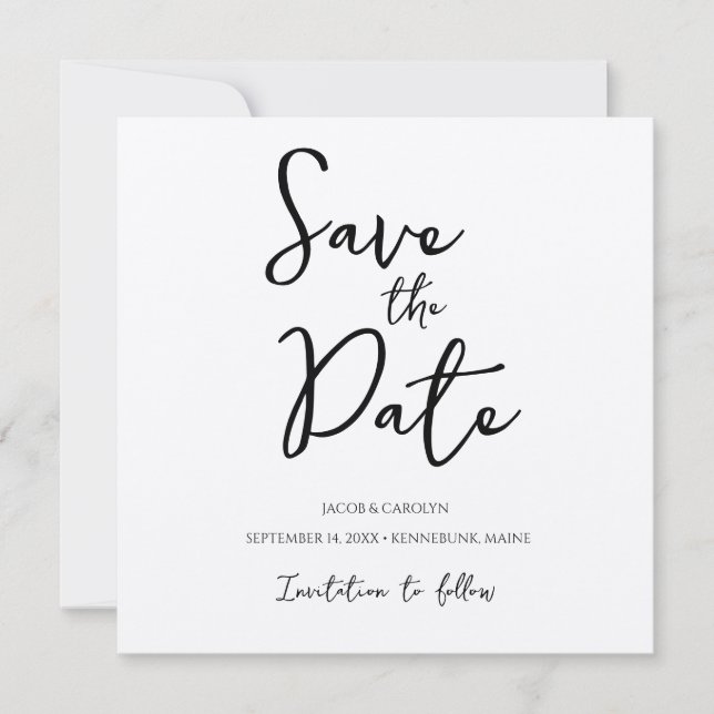 Convite Rustic Boho Save the Date Fonte Manuscrita Quadrad (Frente)