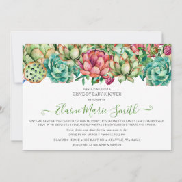 Convite Rustic Boho Succult Drive Através do Chá de panela