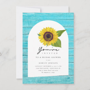 Convite Rustic Boho Sunflower Wood Chá de panela
