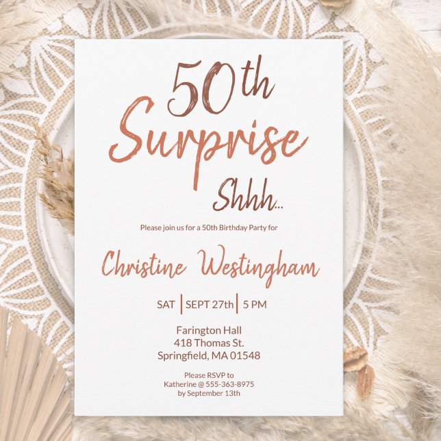 Convite Rustic Boho Surprise 50th Birthday Invitation (Criador carregado)