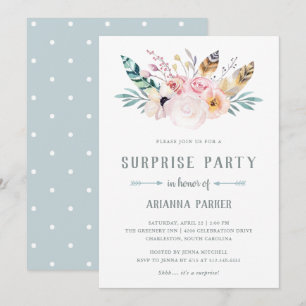 Convite Rustic Boho Surprise Party