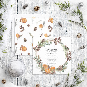 Convite Rustic Boho Winter Citrus Wreath Festa de Natal
