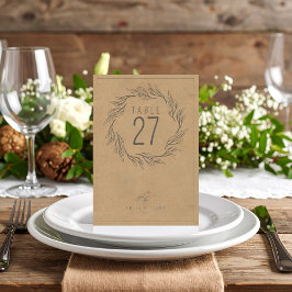 Convite Rustic Boho Wreath Wedding Table Number ID1109