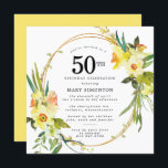 Convite Rustic Boho Yellow Daffodil 50º Aniversário<br><div class="desc">Um belo arranjo de primavera floral apresenta daffodils amarelos e brancos decorando uma estrutura rústica. O grande verde e os caaffodil dão-lhe uma vibração moderna do Boho. A parte de trás do 50º convite de aniversário é amarelo ensolarado brilhante. Escolha perfeita para uma festa de aniversário de primavera.</div>