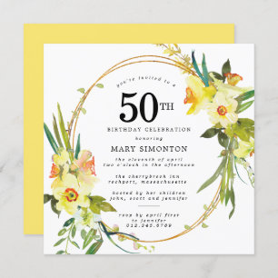 Convite Rustic Boho Yellow Daffodil 50º Aniversário