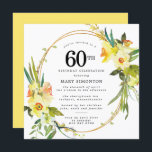 Convite Rustic Boho Yellow Daffodil 60º Aniversário<br><div class="desc">Um belo arranjo de primavera floral apresenta daffodils amarelos e brancos decorando uma estrutura rústica. O grande verde e os caaffodil dão-lhe uma vibração moderna do Boho. A parte de trás do 60º convite de aniversário é amarelo ensolarado brilhante. Escolha perfeita para uma festa de aniversário de primavera.</div>