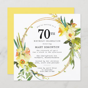 Convite Rustic Boho Yellow Daffodil 70 Aniversário