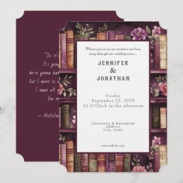 Convite Rustic Book Lovers Print Wedding Invitation