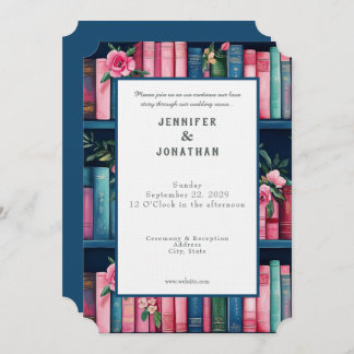 Convite Rustic Book Lovers Print Wedding Invitation