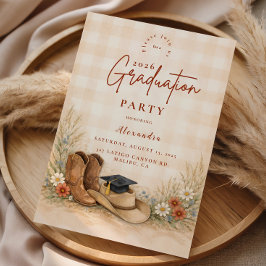 Convite Rustic Boots Graduation Party