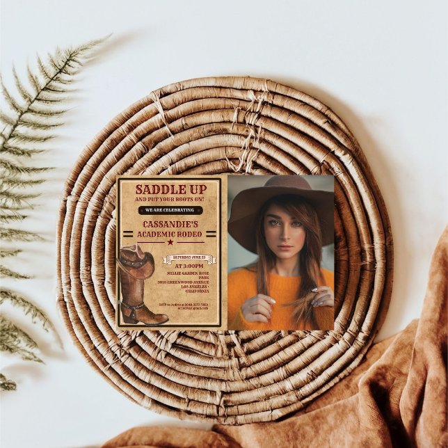 Convite Rustic Boots Western Cowboy Graduação (Criador carregado)