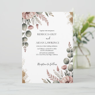 Convite Rustic Botanical Eucalyptus Greenery Wedding 