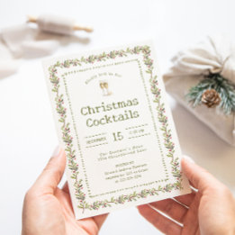 Convite Rustic Botanical Green Christmas Party Invitation
