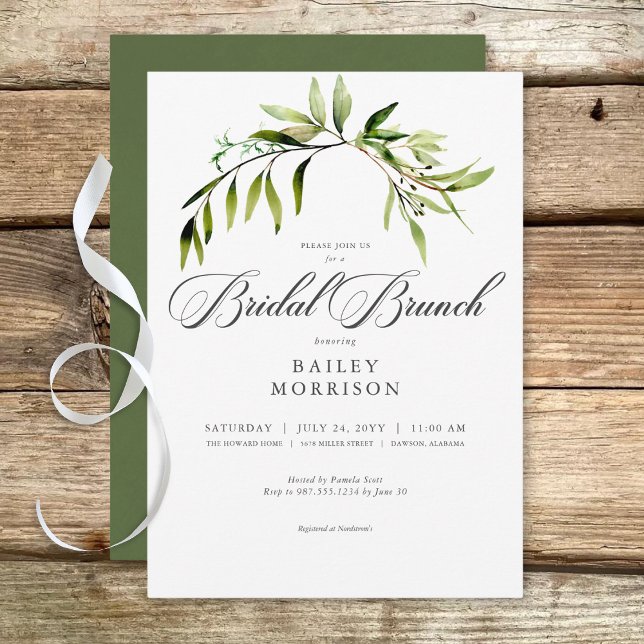 Convite Rustic Botanical Greenery Bough Bridal Brunch (Rustic Botanical Greenery Bough Bridal Brunch Invitation)