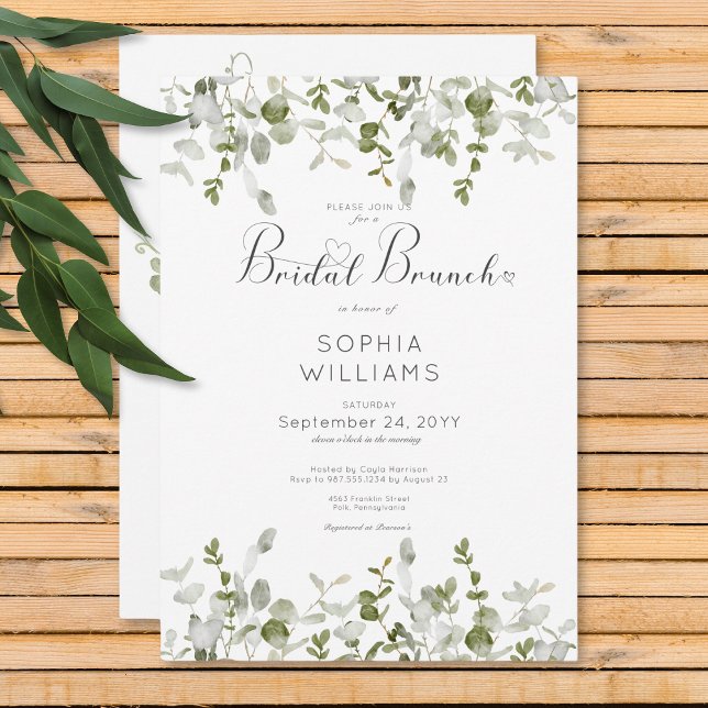 Convite Rustic Botanical Greenery Bridal Brunch (Rustic Botanical Greenery Bridal Brunch Invitation)