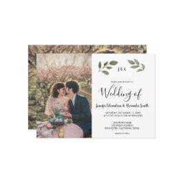 Convite Rustic botanical monogrammed photo Wedding