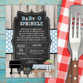 Convite Rustic Boy Baby Q Sprinkle, chá de fraldas de CHUR