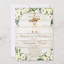 Convite Rustic Boy Dourado Baptism Primeiro Aniversário Me