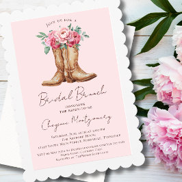 Convite Rustic Bridal Brunch Cowgirl Chic Pink Floral