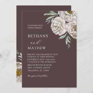Convite Rustic Brown & Off White Floral Wedding