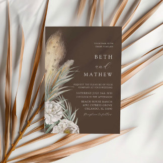Convite Rustic Brown Pampass Grass & Floral Wedding