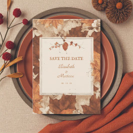 Convite Rustic Brown Terracotta Floral Autumn