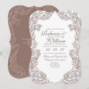 Convite Rustic Brown Wedding Vintage Botânico