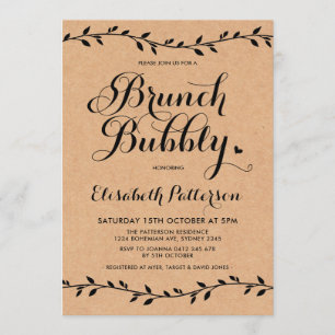 Convite Rustic Brunch & Bubble Chá de fraldas Modern Laure