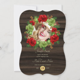 Convite Rustic Buffalo Xadrez PHOTO Wreath Modern ANY EVEN