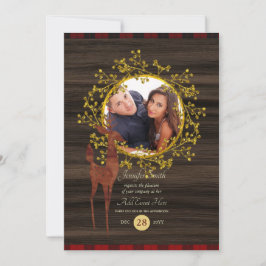 Convite Rustic Buffalo Xadrez Stag FOTO QUALQUER EVENTO