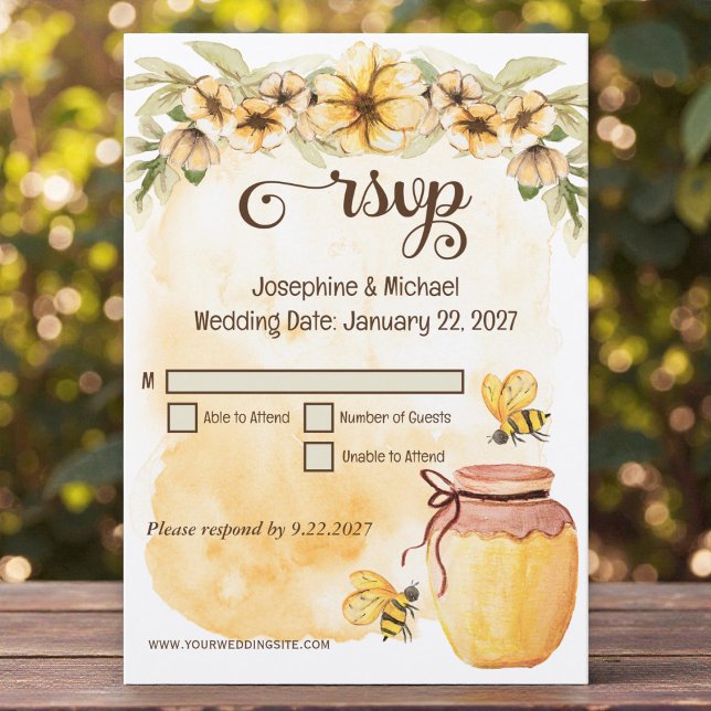 Convite Rustic Bumble Bee Rustic Wedding RSVP (Criador carregado)