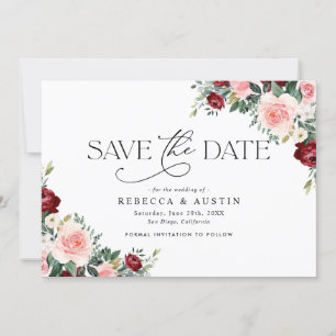Convite Rustic Burgundy Blush Casamento Salve a Data
