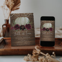 Convite Rustic Burgundy Fall in Love Bridal Shower Invite