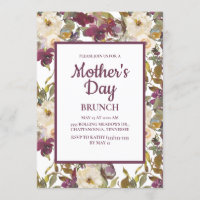 Rustic Burgundy Ivory Cream Floral Dia de as mães