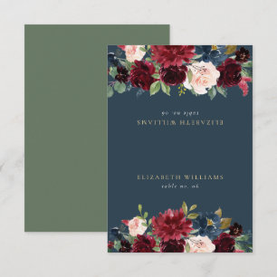 Convite Rustic Burgundy & Marinho Blue Guest Name
