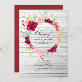 Convite Rustic Burgundy - Marsala e Blush Floral Wedding