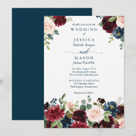 Convite Rustic Burgundy para Casamento de Marinhos