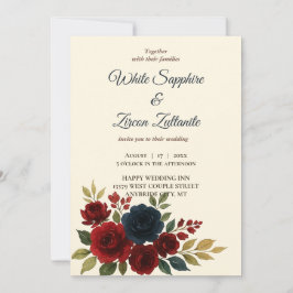 Convite Rustic Burgundy para Casamento de Marinhos