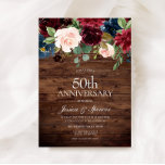 Convite Rustic Burgundy Red Wine 50º Aniversário de Casame<br><div class="desc">Rustic Burgundy Red Wine 50º Aniversário do Casamento Convidam Ver coleção de correspondência em Niche e Nest Store Também temos muitos outros convites e coleções.</div>