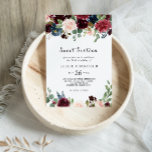 Convite Rustic Burgundy Sweet Sessenta Festa de aniversári<br><div class="desc">Este doce e arrojado convite de aniversário é perfeito para uma simples celebração festa de aniversário. A design apresenta flores brilhantes,  vermelhas,  marinhos,  azuis e esbranquiçadas radiantes e graciosas pintadas à mão,  inspiradoras beleza natural.</div>