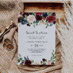 Convite Rustic Burgundy Sweet Sessenta Festa de aniversári<br><div class="desc">Este doce e arrojado convite de aniversário é perfeito para uma simples celebração festa de aniversário. A design apresenta flores brilhantes,  vermelhas,  marinhos,  azuis e esbranquiçadas radiantes e graciosas pintadas à mão,  inspiradoras beleza natural.</div>